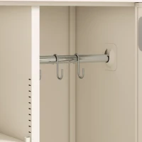 HOMCOM Hoge stalen garagekast met deuren en verstelbare legplanken, opbergkast met ophangstang, crèmewit(m-12)