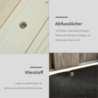 Outsunny Verhoogd bed met wielen plantentafel bloembak met afvoer massief houten vliesstof(m-7)