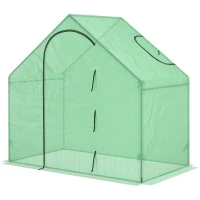 Outsunny Serra da Giardino con Porta a Cerniera e Presa d'Aria, 4 Funi e Paletti Inclusi, 180x100x168 cm, Verde(m-11)