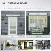 Outsunny Deuroverkapping, Bescherming tegen Regen, Wind en Hagel, Polycarbonaat, Aluminium, 200 x 96 x 27 cm, Zwart(m-6)