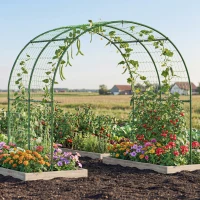 Outsunny Metalen Klimrek Boogvormig Roestvrij Rankhulp Komkommerrek 210 x 250 x 216 cm Donkergroen(m-7)