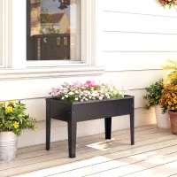 Outsunny Raised Planter, Metal Raised Garden Bed on Legs with Drainage Hole and Foot Covers, Black(m-10)