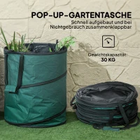 Outsunny 2x160L Waterdichte Tuinafvalzak met Draaglussen, Stabiel en Robuust, Groen(m-4)