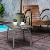 Outsunny Tavolino in Rattan Sintetico da Esterno e Giardino Grigio(m-10)