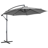 Outsunny Zonnescherm afneembare parasol, zweefparasol, zwengelparasol met handkruk, grijs(m-1)
