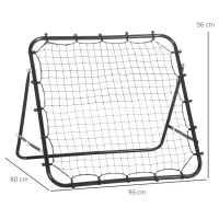 HOMCOM Voetbal Rebounder Kickback Doel – Verstelbaar Terugkaatsnet voor Voetbaltraining, Metalen Buis met PE-Net, 96 x 80 x 96 cm Zwart(m-3)
