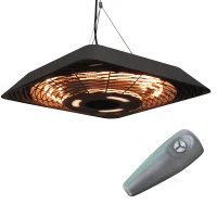 Outsunny 2000W Electric Hanging Patio Heater Ceiling Mounted Halogen Heating Indoor Outdoor with Remote Control Aluminium(m-10)
