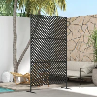 Outsunny Tuinafscheiding met geometrische vormen, metaal, 122 x 45 x 198 cm, zwart(m-7)