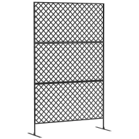 Outsunny Ruimteverdeler voor buiten, metalen wandscherm voor terras, veranda, tuin, vrijstaand klimrooster, staal, zwart(m-11)