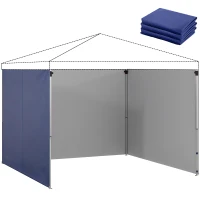 Outsunny 3-delige set zijwanden met ritssluiting voor 3 x 3 m paviljoen, Donkerblauw(m-11)