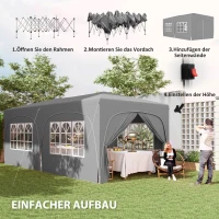 Outsunny 3 x 6 m Pop-up paviljoen met zijwanden, UPF50+ in hoogte verstelbare tuintent met draagtas en zandzakken(m-4)