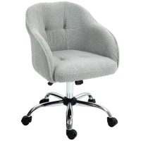 HOMCOM Homeoffice-stoel, ergonomische bureaustoel met kantelfunctie, teddysamt-look 56 x 61 x 86 cm grijs(m-1)