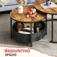 Set da 2 tavolini da salotto, design 2‑in‑1 flessibile, design moderno, 80x80x48,2 cm, Marrone(m-5)