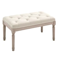 HOMCOM 80cm End of Bed Bench, Window Seat, Tufted Bench for Bedroom, Hallway, Living Room, Cream White(m-1)