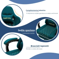 Sedia da gaming con poggiapiedi, cuscino morbido per nuca e lombare, cuscini di supporto rimovibili, 60x60x122 cm, blu marino(m-6)