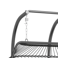 Outsunny Hangstoel, opvouwbare korfstoel met kussen, stalen frame, voor binnen en buiten, tot 260 kg belastbaar, donkergrijs(m-13)