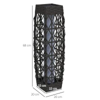 Outsunny Rieten Buitenlamp, Zonne Tuinlamp, Automatische Aan/Uit, LED, Weerbestendig, Metalen Frame, 20 x 20 x 68cm, Grijs(m-3)