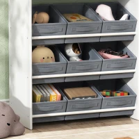 AIYAPLAY Mobile Portagiochi per Bambini con 11 Cestini in Tessuto, Armadietto e Ripiani, 105x30x80 cm, Bianco(m-9)