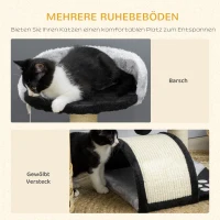 PawHut krabboom met speelballen, krabpaal voor katten, krabpaal met sisal, zwart + grijs, 36 x 36 x 44 cm 36 x 36 x 44 | Aosom.nl(m-6)