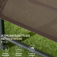 Outsunny Weerbestendige Metalen Bistroset 3-delig met Inklapbare Glastafel en Tuinstoelen - Bruin(m-6)