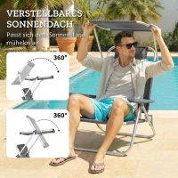Outsunny Inklapbare ligstoel tuinligstoel met hoofdkussen en verstelbaar zonnedak 6-voudig verstelbare rugleuning 62 x 68 x 79 cm Donkergrijs(m-5)