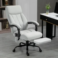 Vinsetto Bureaustoel met Massage- en Verwarmingsfunctie, Voetsteun, Tot 120 kg, Grijs(m-2)