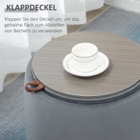HOMCOM 2-in-1 Ottomaanse kruk, ronde gestoffeerde kruk, voetenbank met opbergruimte, verwijderbaar fluwelen deksel, bijzettafel voor woonkamer, slaapkamer, grijs, Ø44 cm x 47,5 cm(m-4)