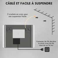 HOMCOM Miroir de salle de bain rectangulaire lumineux LED fonction anti-buée luminosité réglable 50 x 70 cm argent(m-8)