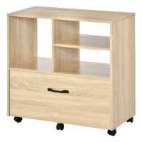 Vinsetto Mobile Multiuso per Ufficio Porta Stampante con 5 Ruote e Ripiano Regolabile, 77x40x73cm - Legno(m-11)