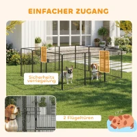 PawHut Puppyren 12-delig opvouwbare puppyren met 2 deuren 12 spijlenpanelen staal elk 80x100 cm grijs(m-5)