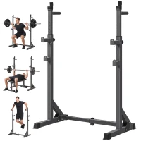SPORTNOW Support d'haltères réglable en hauteur et en largeur, repose-barre en acier avec verrouillages de sécurité, supportant jusqu'à 150 kg(m-8)