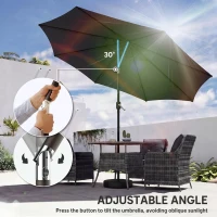 Outsunny 2.7 m Garden Parasol Umbrella with Cross Base and Sandbag, Retractable Ribs, Outdoor Table Market Umbrella, Black(m-8)
