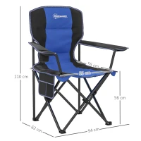 Outsunny Sedia da Campeggio Pieghevole con Tasca e Portabicchieri con Borsa di Trasporto, Blu(m-3)