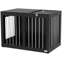 PawHut Hondenkooi Hondenbench Hondenreismand, 2 deuren, vergrendelbaar, stalen gaas, 80 cm x 50 cm x 56,5 cm, Zwart(m-10)