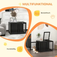 PawHut Hondenkooi Hondenbench Hondenreismand, 2 deuren, vergrendelbaar, stalen gaas, 80 cm x 50 cm x 56,5 cm, Zwart(m-4)
