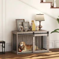118cm Dog Crate Furniture with Removable Cushion for Extra Large Dogs - Walnut Brown(m-10)