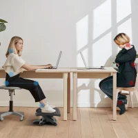 HOMCOM Ergonomische Voetensteun, Hoogteverstelbaar, Massage Oppervlak met Rollen, Zwart, 46 x 35 cm(m-7)