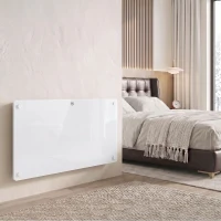 HOMCOM 1500W Smart Panel Heater Wall Mounted & Freestanding, Electric Heater with Weekly Timer, Open Window & Anti-Frost, White(m-2)