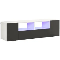 HOMCOM 16 LED Light TV Stand, with Storage - High Gloss Grey(m-1)