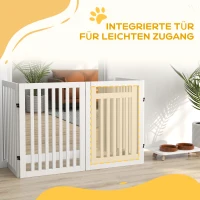 PawHut Hondenhek 81 cm Inklapbaar Houten Voor Dieren Huisdierliefhebbers Wit(m-6)