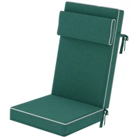 Outsunny Zitkussen 120 x 47 x 9,5 cm Waterafstotend met Banden, Hoofdsteun, UPF50+ Groen(m-10)