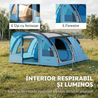 Outsunny Cort Familial Easy-pick-up pentru 4 Persoane, Albastru(m-6)