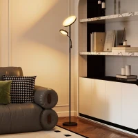 HOMCOM LED Floor Lamp for Living Room, Stepless Dimmable Standing Lamp, Mother and Child Uplighter with Reading Light, 4 Scene Modes, 2700K-6500K Colour Temps, 4 Brightness Levels, Remote Control(m-10)