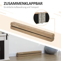 HOMCOM Opvouwbare Evenwichtsbalk, Antislip, Suède Bekleding, Stevig Hout, 210 x 10 x 6,5 cm, Bruin(m-5)