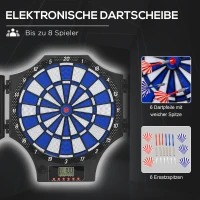 SPORTNOW Elektronisch dartbord, 31 spellen, voor 8 spelers, 2 deuren, 6 pijlen, geluid, zwart, 83 x 45 x 4 cm(m-4)