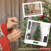 HOMCOM Albero di Natale Artificiale da 180 cm e Ignifugo con 1814 Rami Realistici, Base in Metallo Pieghevole(m-6)