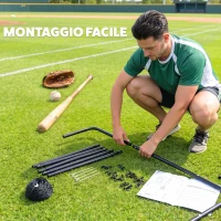 HOMCOM Rebounder per Calcio e Baseball Pieghevole con Zona di Precisione, in PE e Metallo, 123x90x174 cm, Nero(m-6)