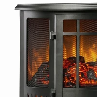HOMCOM Electric Fireplace Stove, Freestanding Electric Fire Heater with Realistic LED Flame, 2000W, Black(m-10)