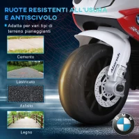 HOMCOM Moto Elettrica per Bambini 18-36 Mesi con Licenza BMW, 6V Motorino Elettrico per Bambini con 3 Ruote, Fari, Musica, 2.5 km/h, Max 20kg, Rosso(m-6)