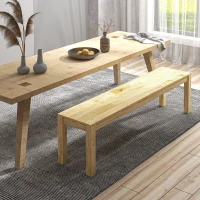 HOMCOM Massief houten bank, 3-zits, bank, keukenbank, grenenhout, naturel(m-2)